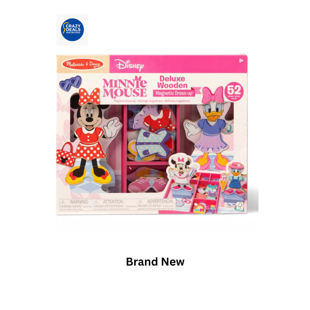Melissa & Doug Disney Minnie Mouse Deluxe Wooden Magnetic Dress-Up 52 Pieces New